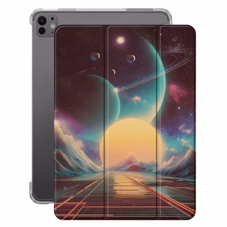 iPad-Hülle - Planeten - Neon - Berglandschaft - Sonne — 1