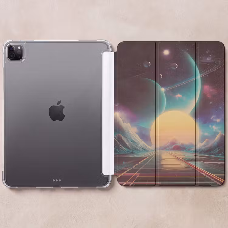 iPad-Hülle - Planeten - Neon - Berglandschaft - Sonne — 6