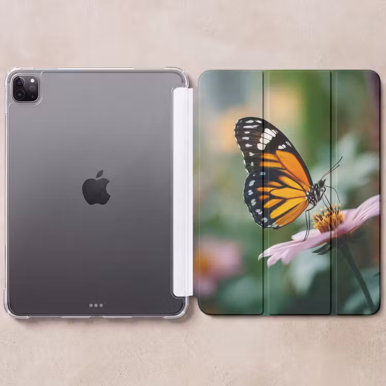 iPad-Hülle - Rosa Blumen - Schmetterling - Weichzeichner — 6