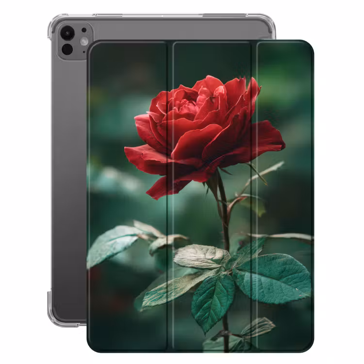 iPad-Hülle - Rose - Blätter - Tiefrot — 1
