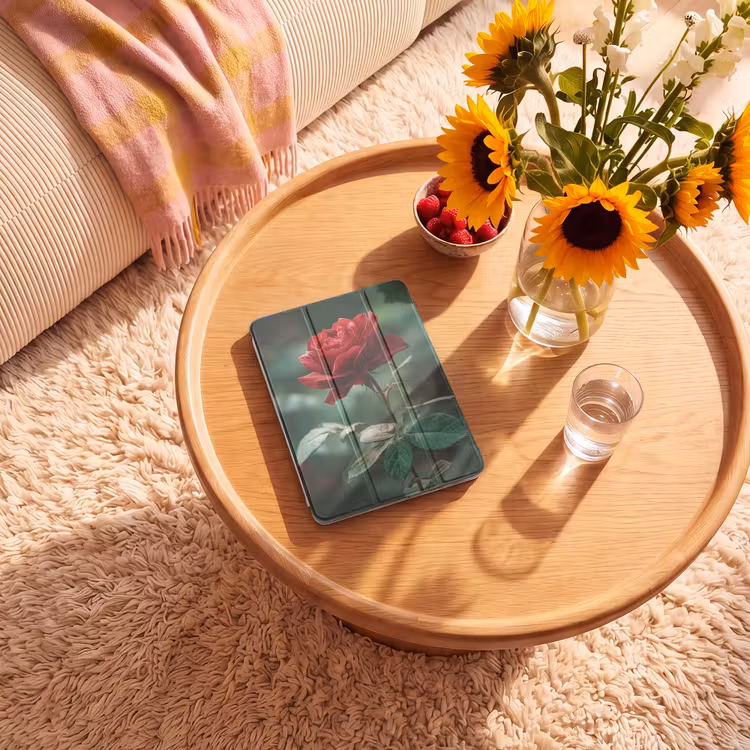iPad-Hülle - Rose - Blätter - Tiefrot — 2