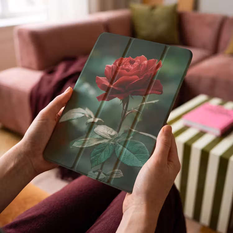 iPad-Hülle - Rose - Blätter - Tiefrot — 4