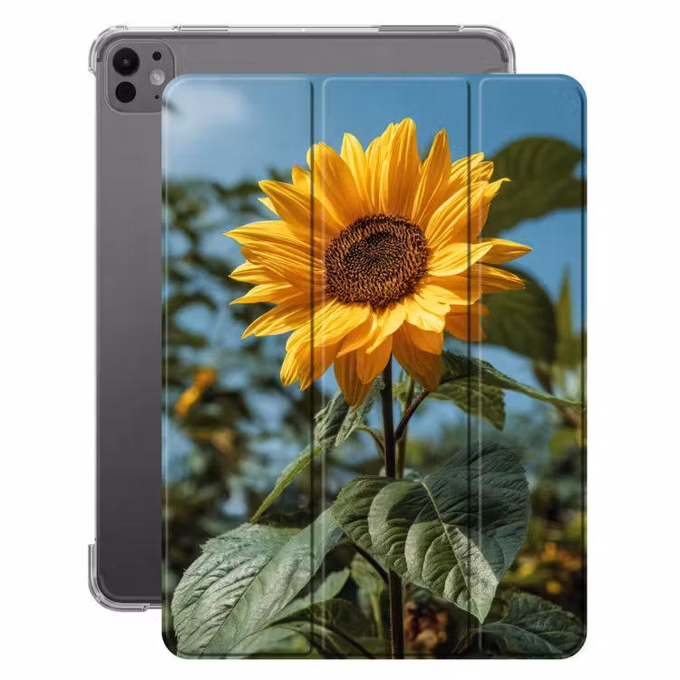 iPad-Hülle - Sonnenblumen - Strahlend blauer Himmel - Gras — 1