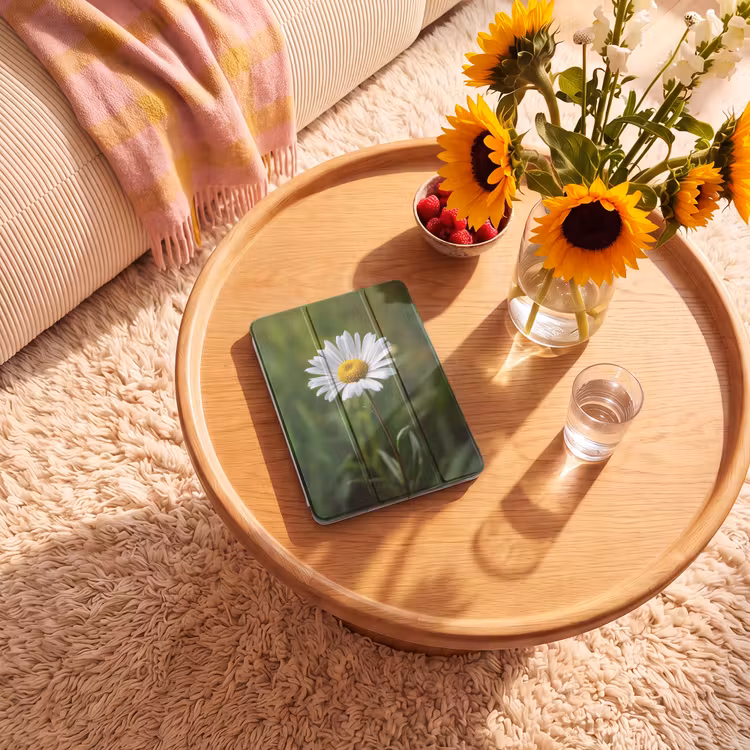 iPad-Hülle - Weiß - Gänseblümchen - Blume - Gras — 2