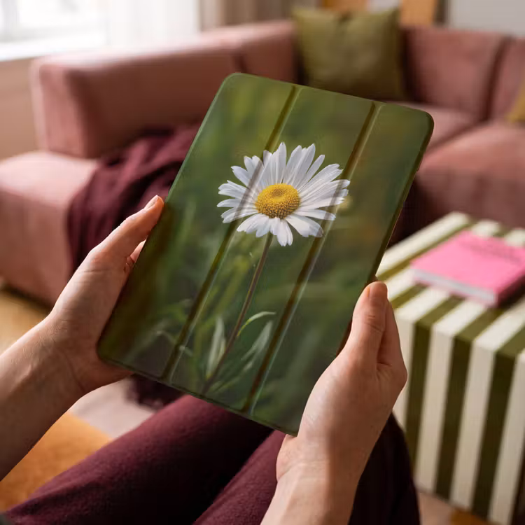 iPad-Hülle - Weiß - Gänseblümchen - Blume - Gras — 4