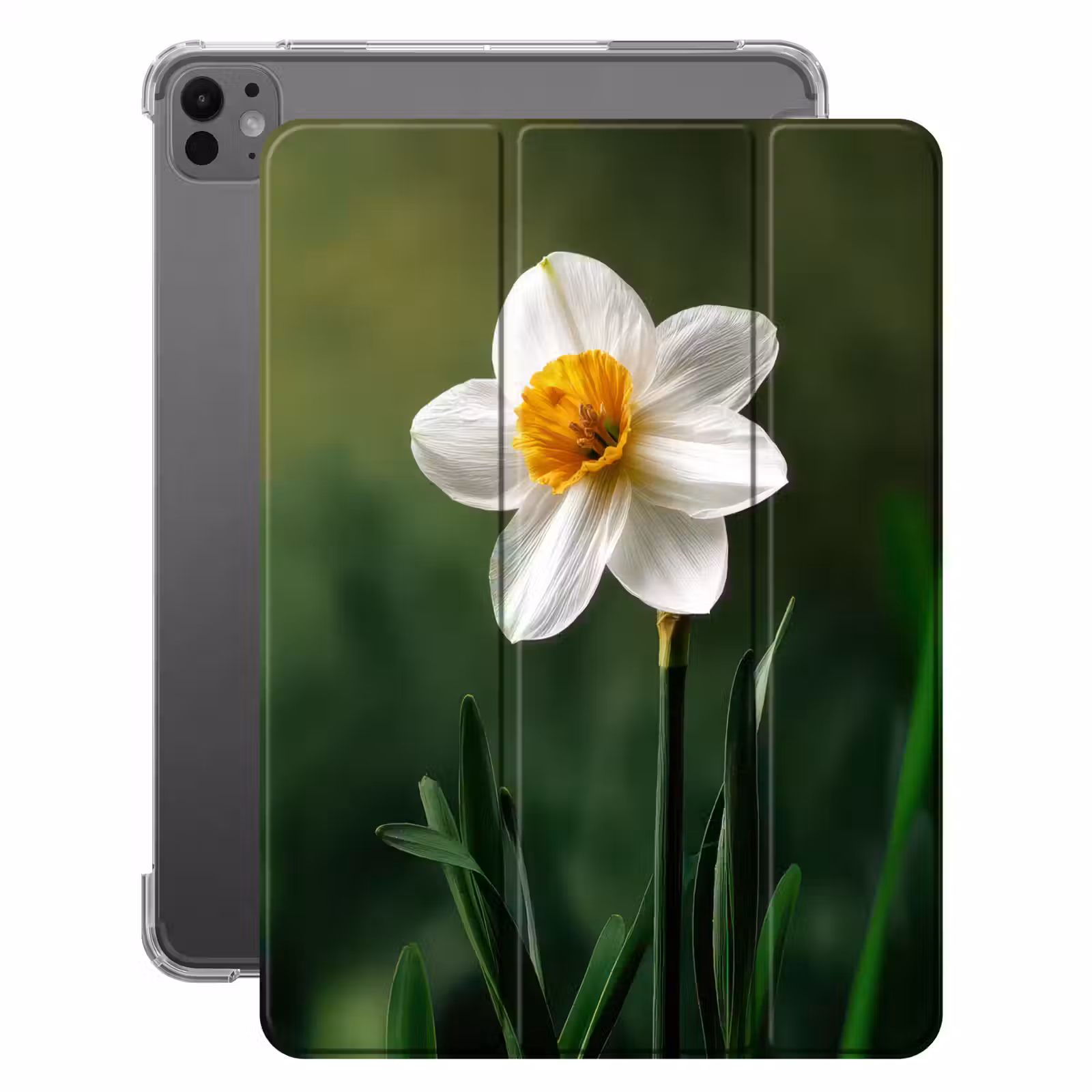 iPad-Hülle - Narzisse - Blume - Weiß - Grashalme — 1