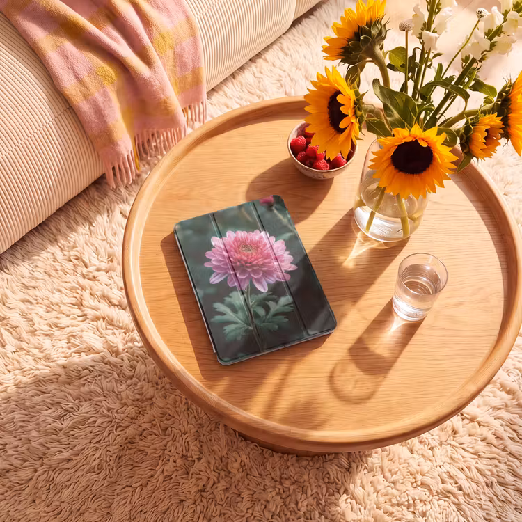 iPad-Hülle - Blatt - Chrysantheme - Rosa - Schatten — 2