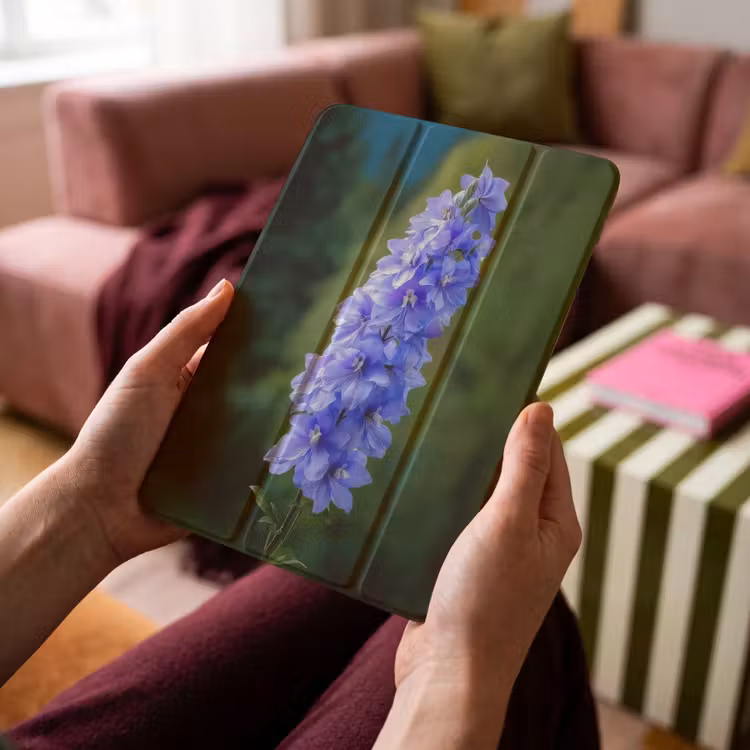 iPad-Hülle - Blumen - Blau - Tannenbaum — 4