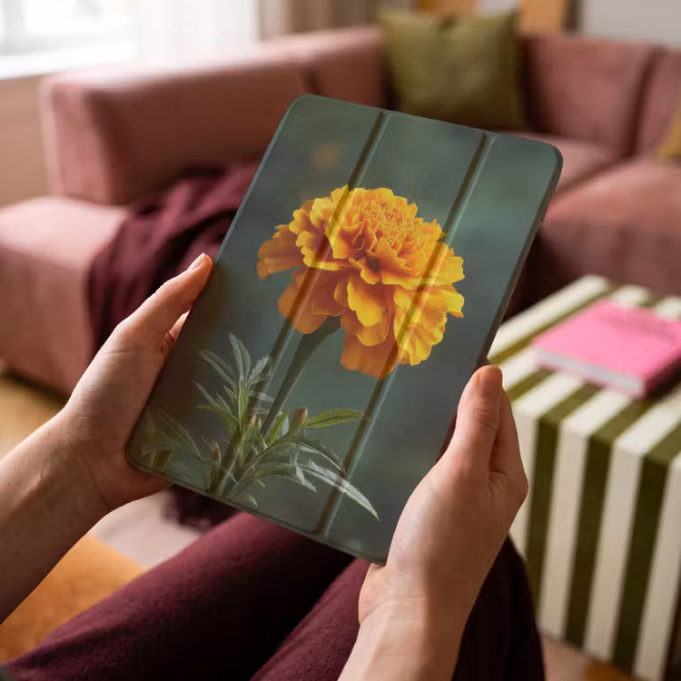iPad-Hülle - Blütenblätter - Afrikanisch - Orange - Unscharf — 4