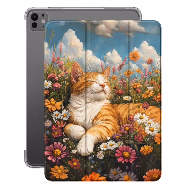iPad-Hülle - Katze - Blumen - Entspannen — 1