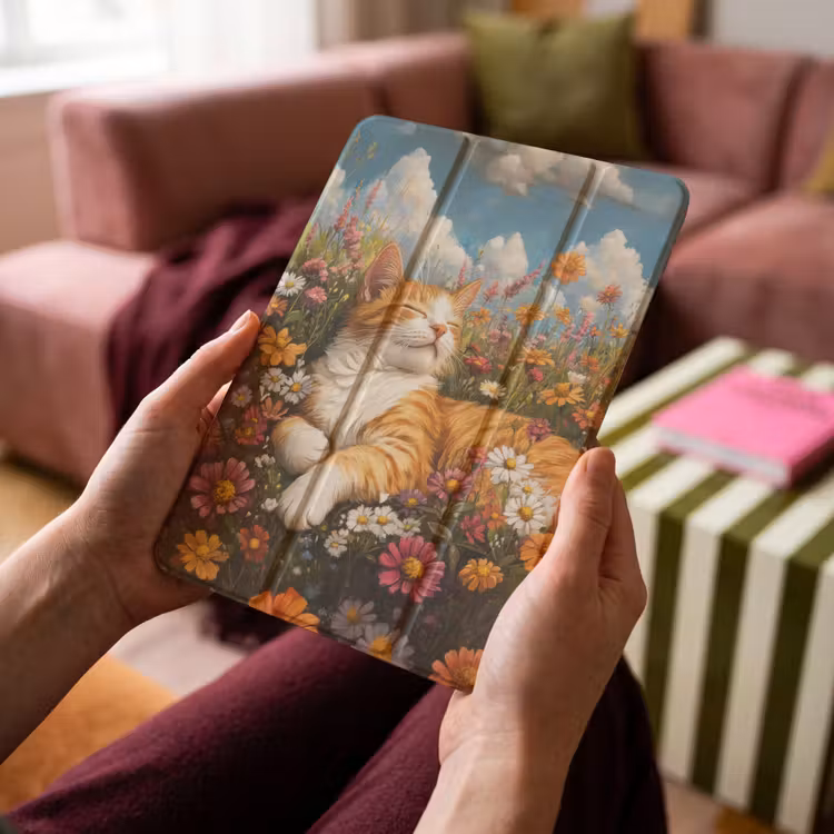 iPad-Hülle - Katze - Blumen - Entspannen — 4