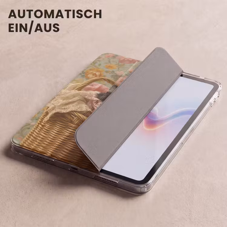 iPad-Hülle - Katze - Blumendruck - Weidenkorb — 5