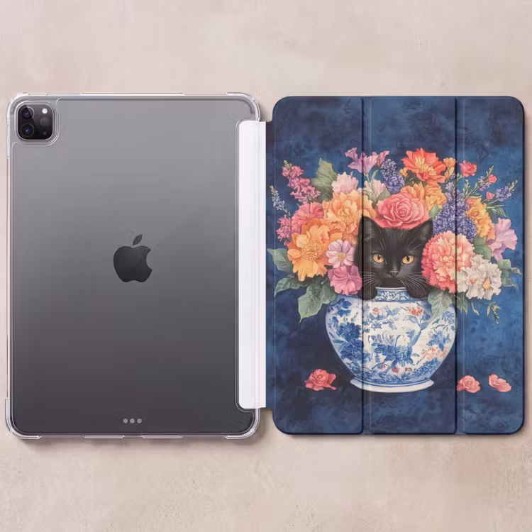 iPad-Hülle - Katze - Bunte Blumen - Vase — 6