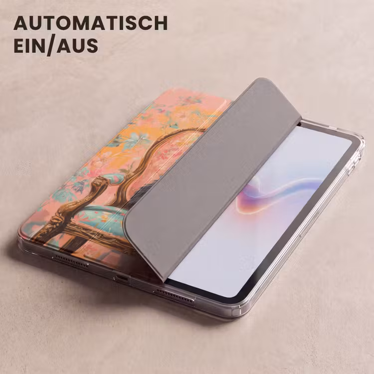 iPad-Hülle - Katze - Rosa - Stuhl mit Blumenmuster — 5