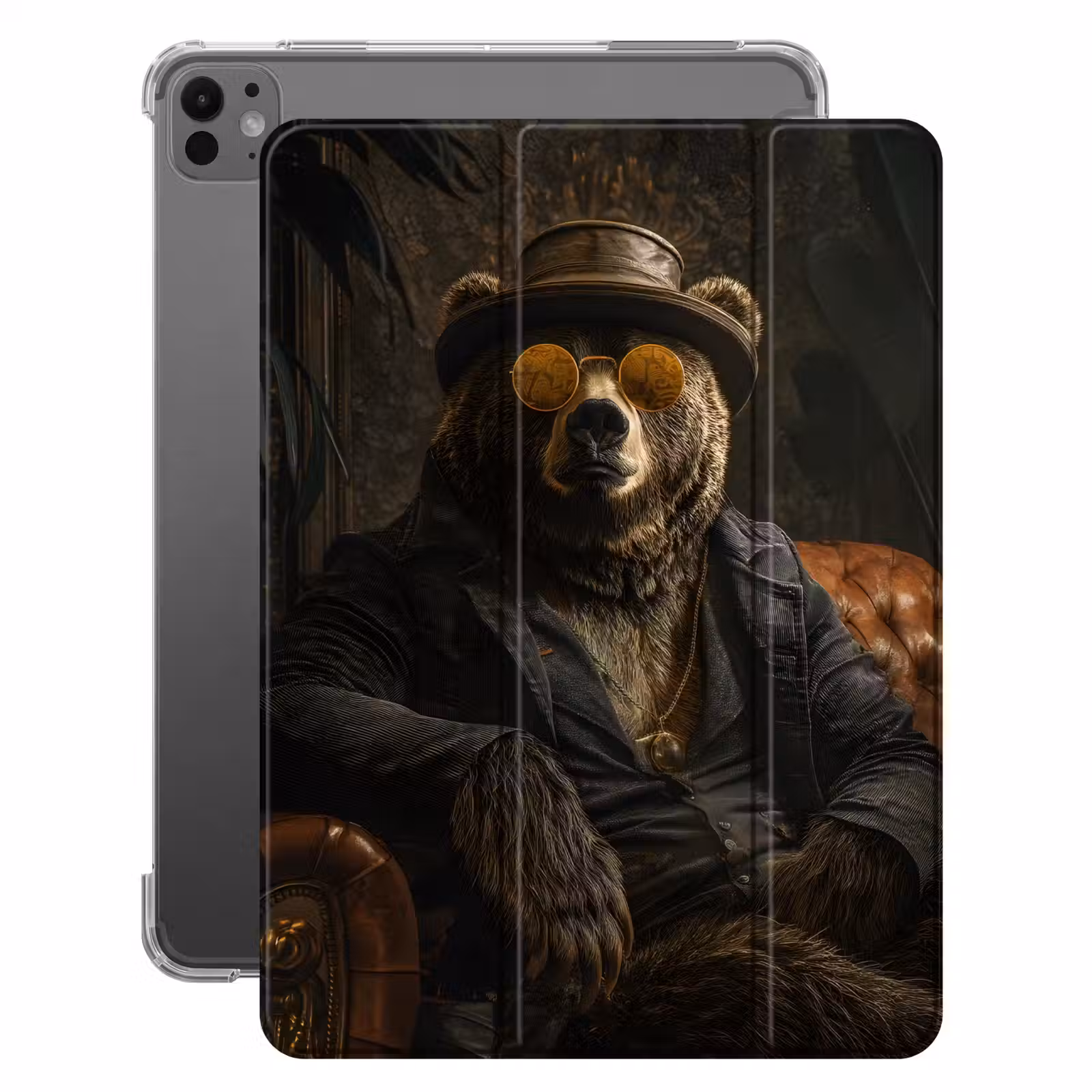 iPad-Hülle - Bär - Braun - Anzug - Hut — 1