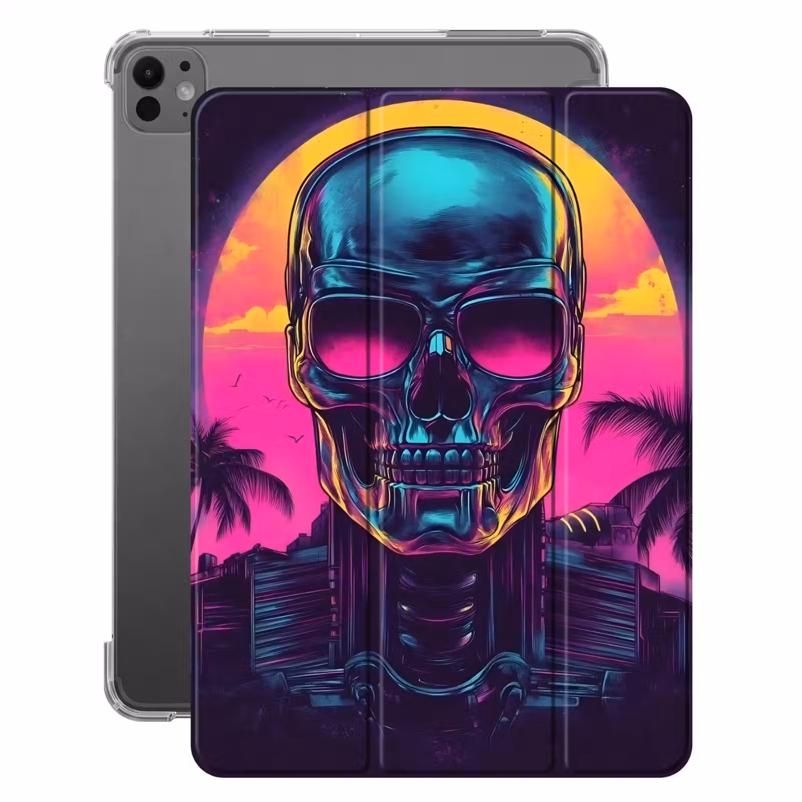 iPad-Hülle - Palmen - Kopf - Metallisch - Sonnenuntergang — 1