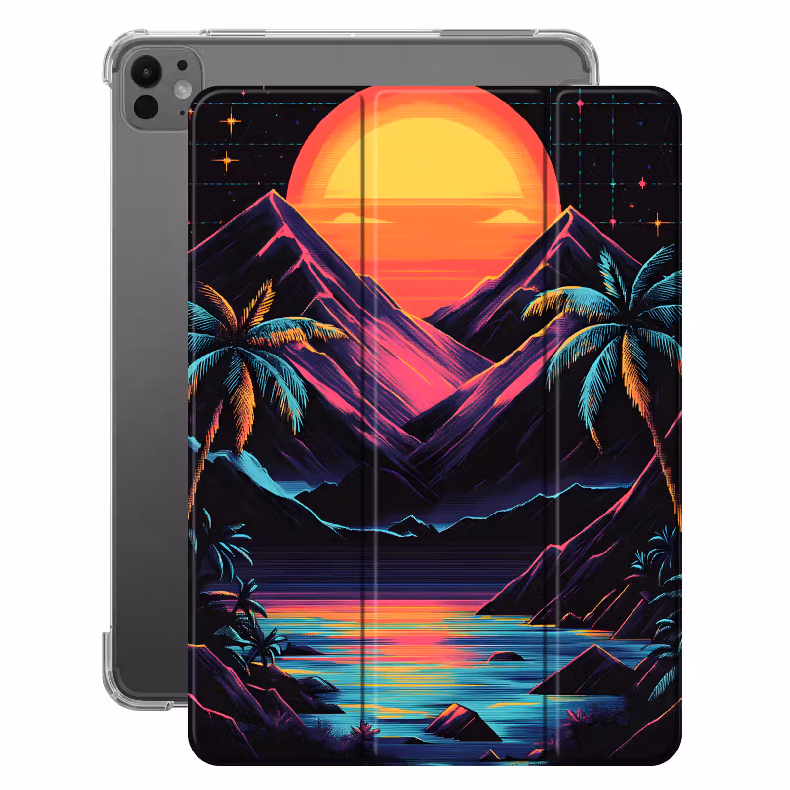 iPad-Hülle - Palmen - Neonberge - Sternenhimmel - Sonne — 1