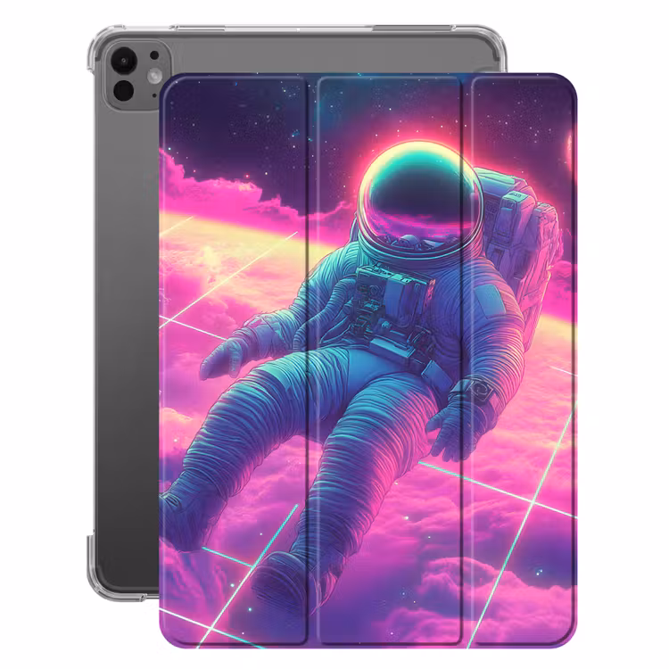 iPad-Hülle - Astronaut - Neon - Rosa - Wolken — 1