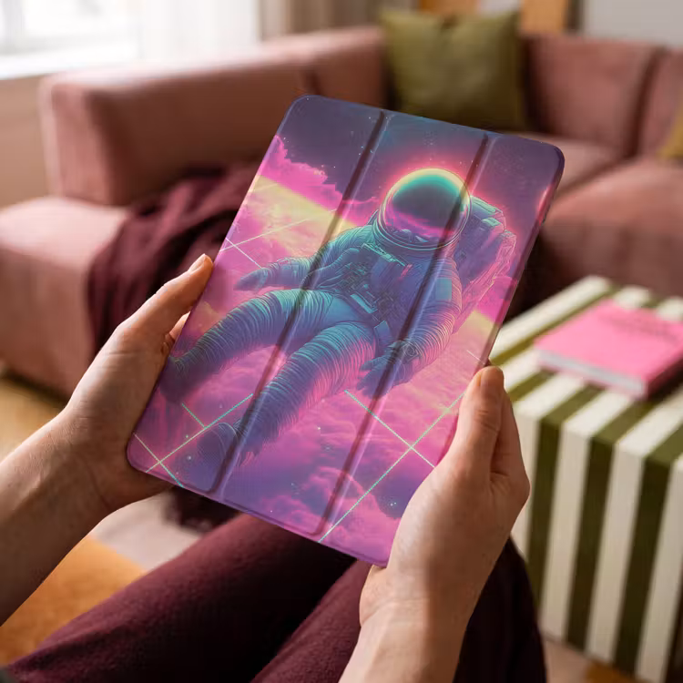 iPad-Hülle - Astronaut - Neon - Rosa - Wolken — 4
