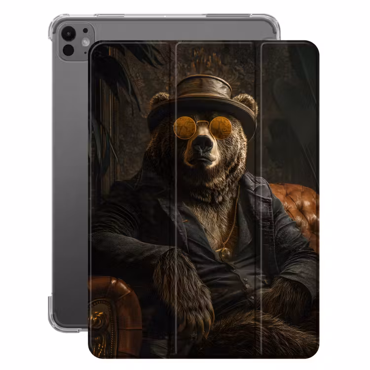 iPad-Hülle - Bär - Braun - Anzug - Hut — 1