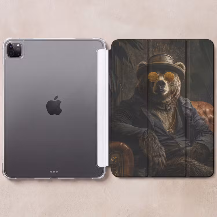 iPad-Hülle - Bär - Braun - Anzug - Hut — 6