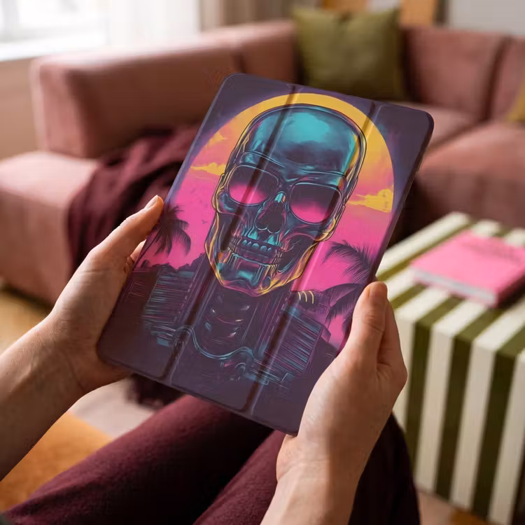 iPad-Hülle - Palmen - Kopf - Metallisch - Sonnenuntergang — 4