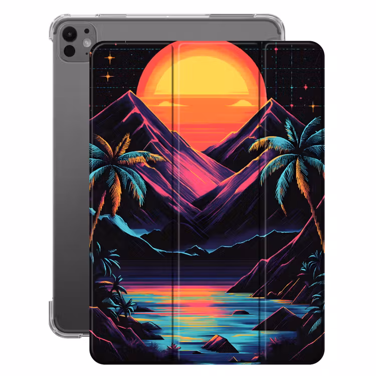 iPad-Hülle - Palmen - Neonberge - Sternenhimmel - Sonne — 1