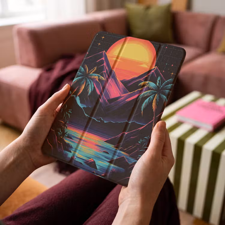 iPad-Hülle - Palmen - Neonberge - Sternenhimmel - Sonne — 4
