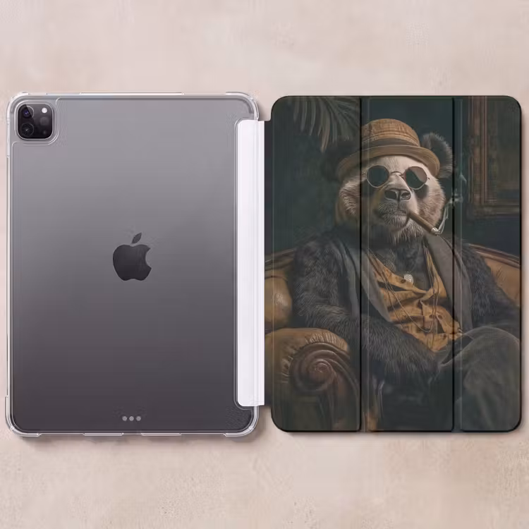 iPad-Hülle - Panda - Hut - Brille - Anzug — 6