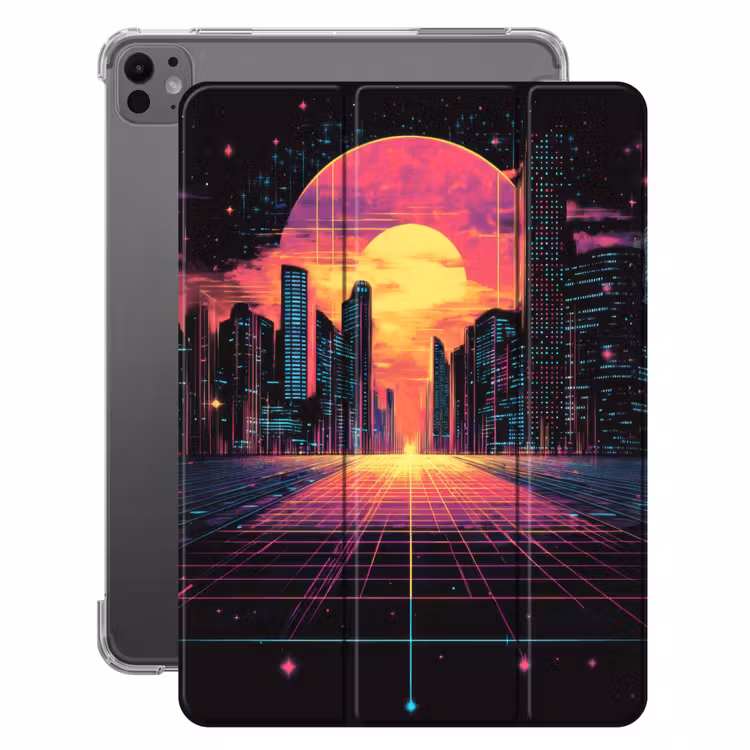 iPad-Hülle - Stadt - Gebäude - Sonne - Gelb — 1