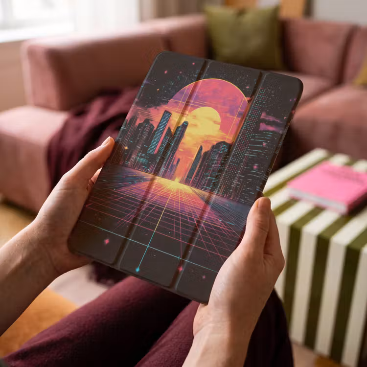 iPad-Hülle - Stadt - Gebäude - Sonne - Gelb — 4