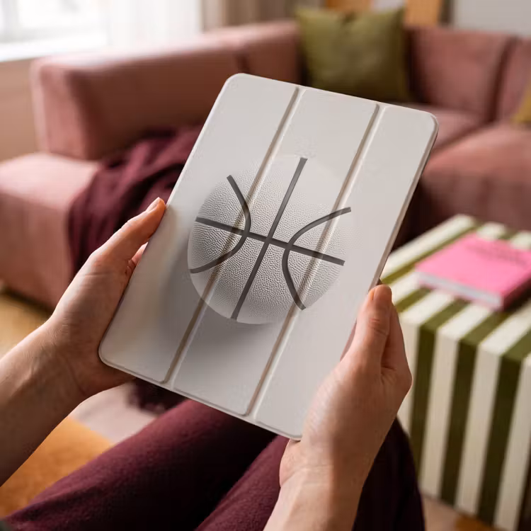 iPad-Hülle - Basketball - Weiß - Schatten - Linien — 4