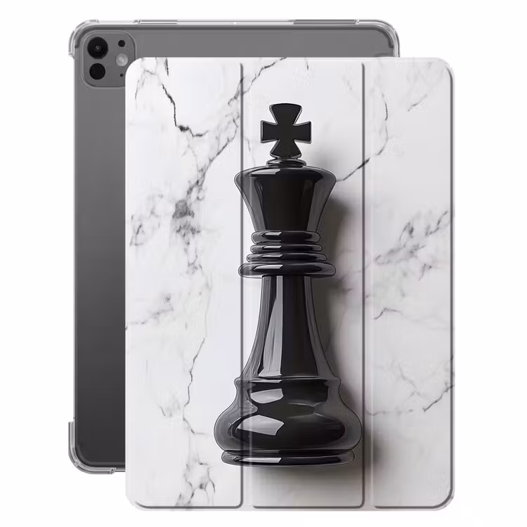 iPad-Hülle - Schachfigur - König - Schwarz - Marmor — 1