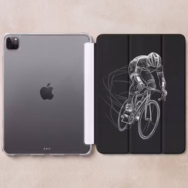 iPad-Hülle - Strichzeichnung - Weiß - Radfahren - Geschwindigkeit — 6