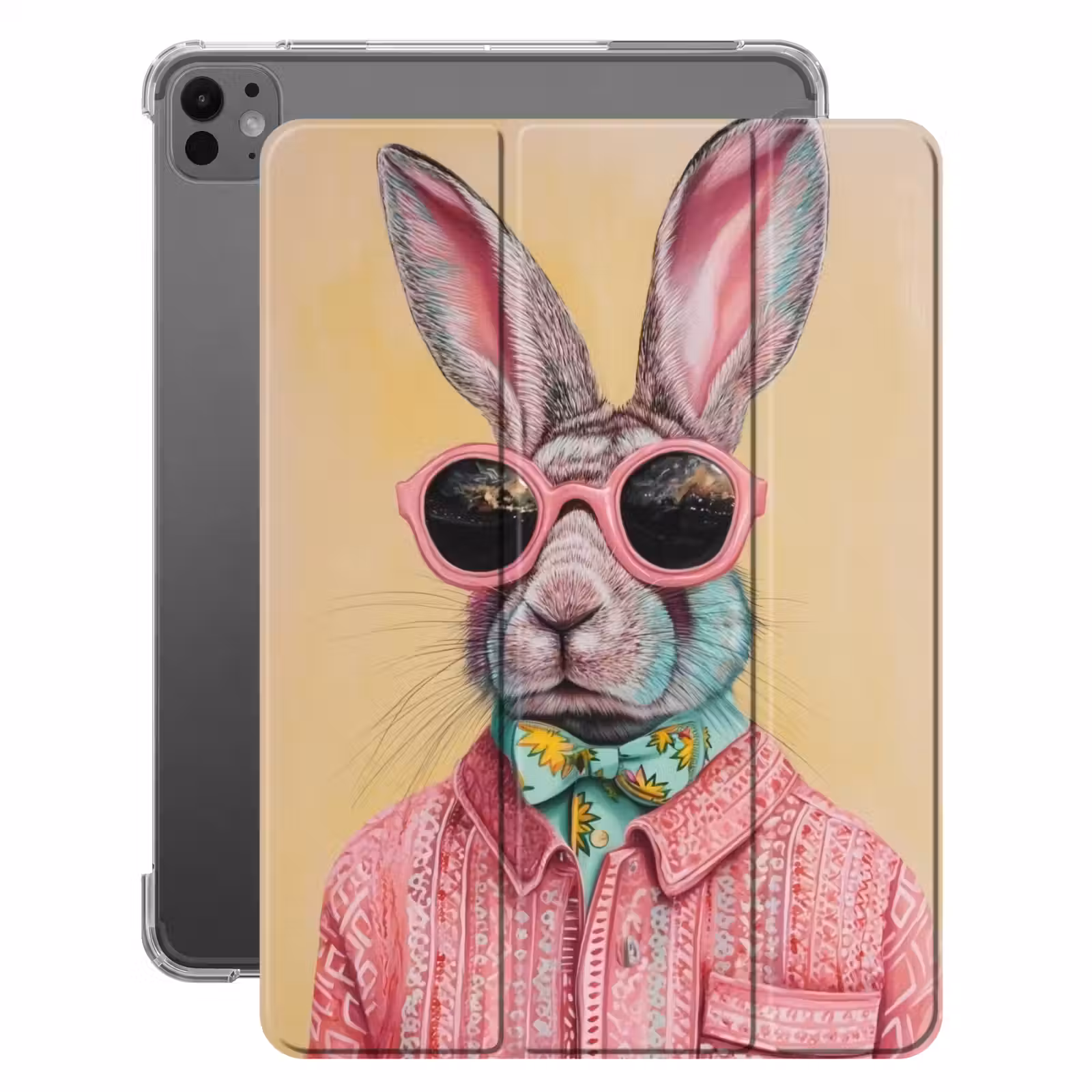 iPad-Hülle - Grau - Kaninchen - Bluse - Fliege — 1
