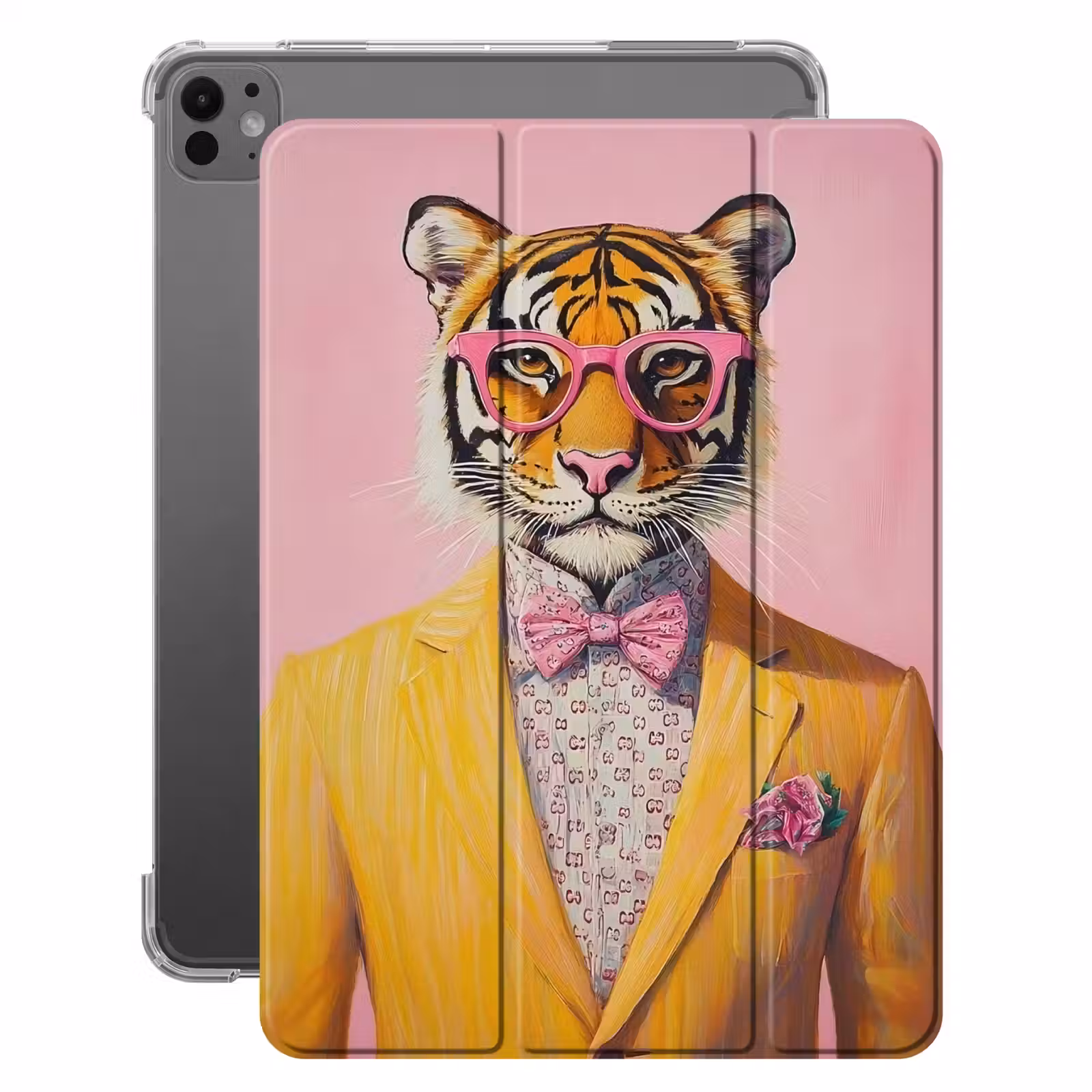iPad-Hülle - Tiger - Brille - Gelb - Jacke — 1