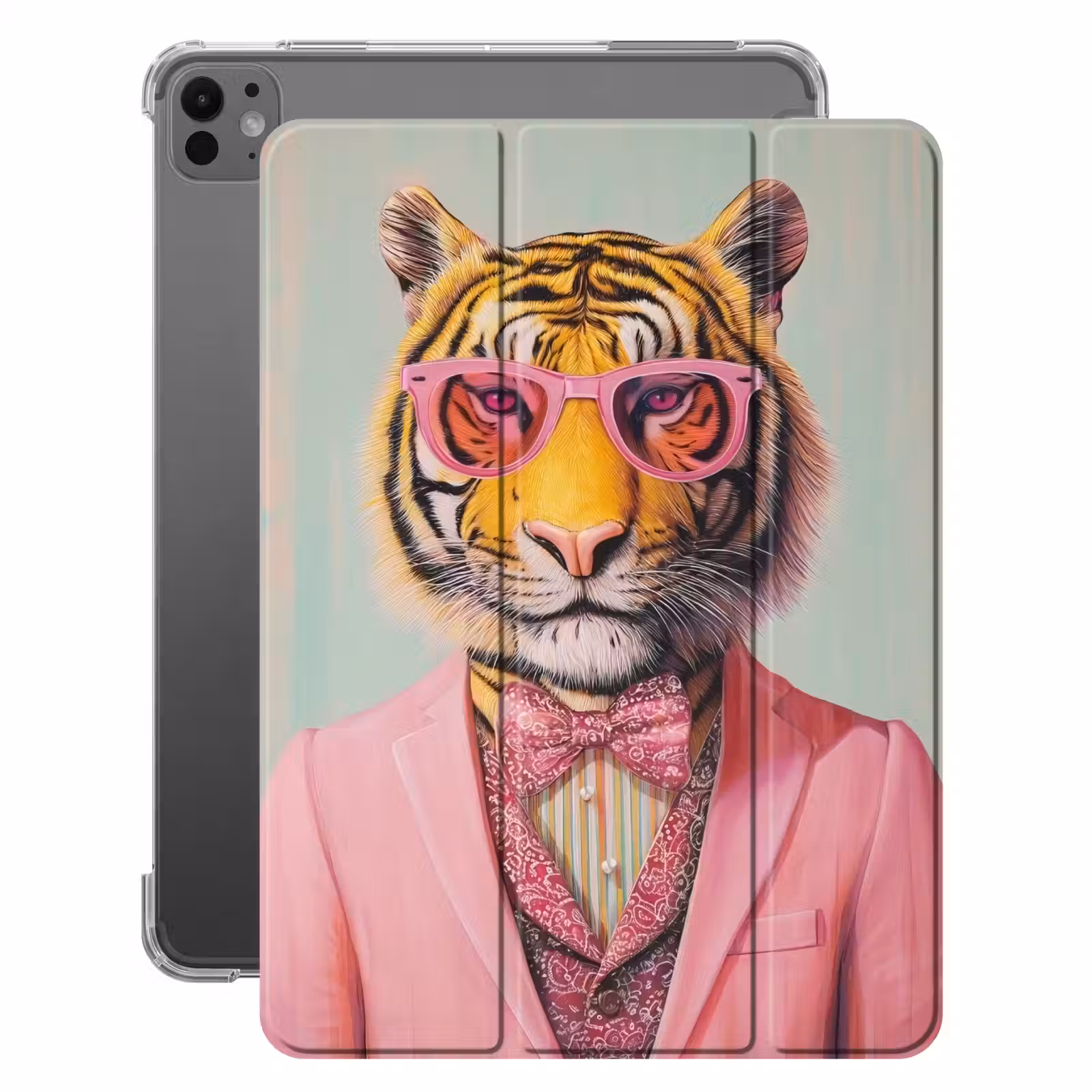iPad-Hülle - Tiger - Fliege - Jacke - Rosa — 1