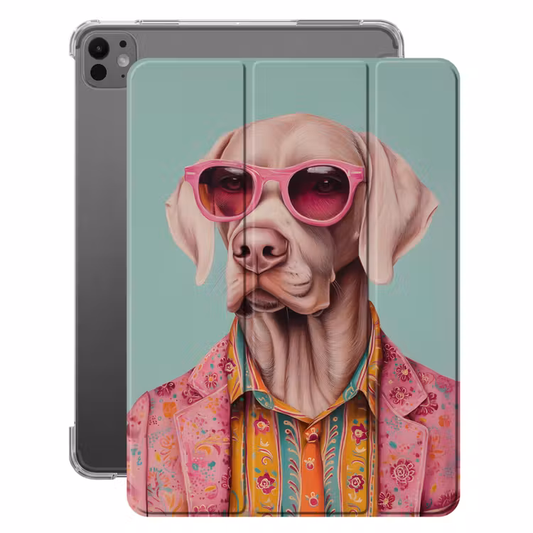 iPad-Hülle - Hund - Hemd - Blumen - Brille — 1