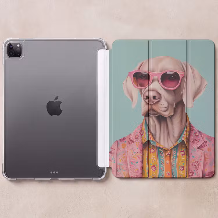iPad-Hülle - Hund - Hemd - Blumen - Brille — 6