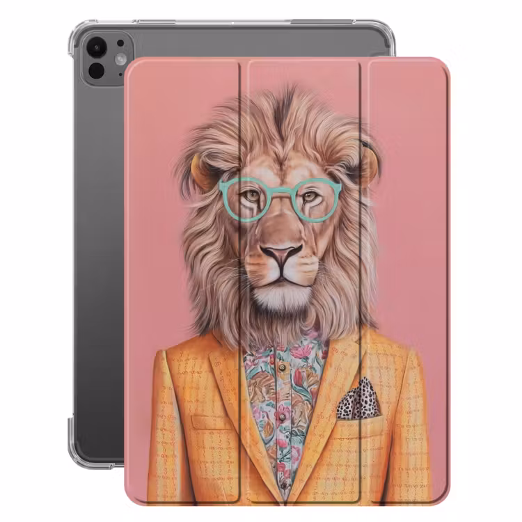 iPad-Hülle - Löwe - Anzug - Kariert - Brille — 1