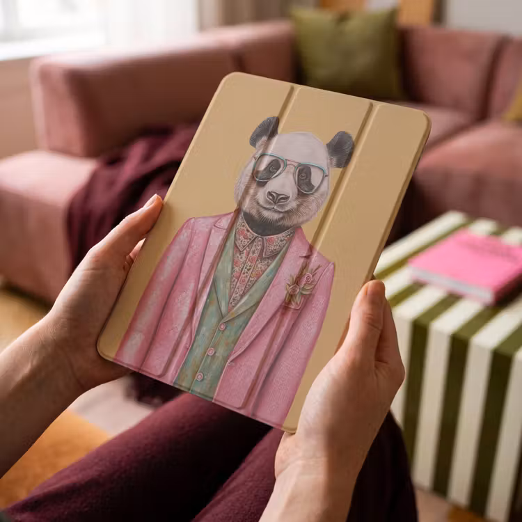 iPad-Hülle - Panda - Anzug - Sonnenbrille - Blau — 4