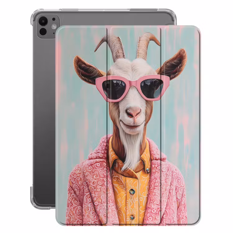 iPad-Hülle - Sonnenbrille - Rosa - Ziege - Anhören — 1