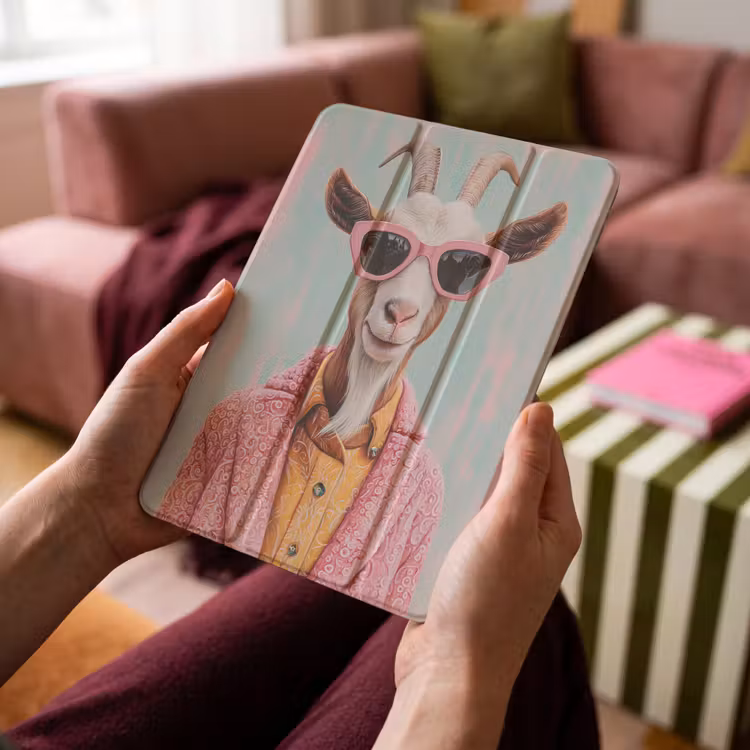 iPad-Hülle - Sonnenbrille - Rosa - Ziege - Anhören — 4