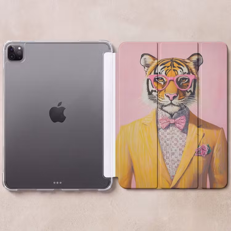 iPad-Hülle - Tiger - Brille - Gelb - Jacke — 6