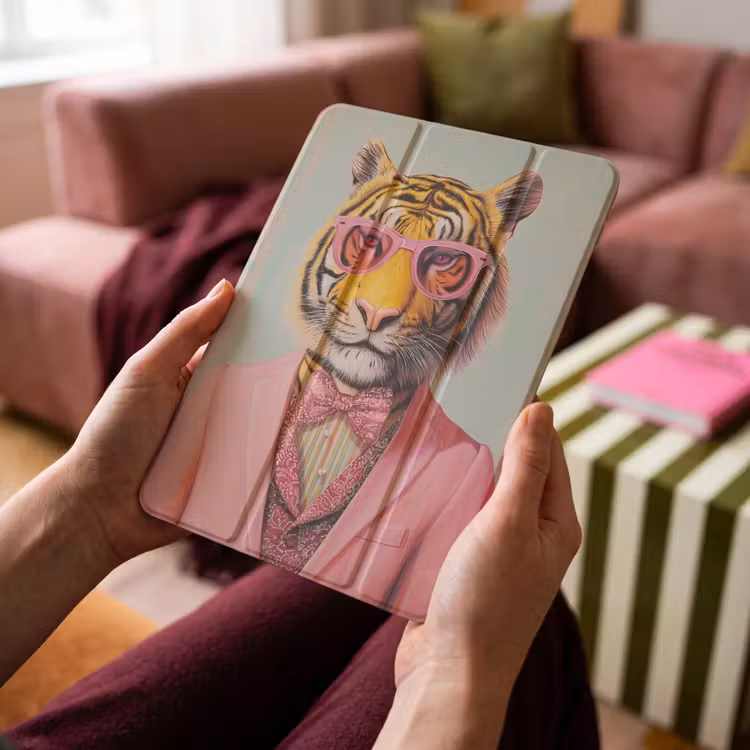 iPad-Hülle - Tiger - Fliege - Jacke - Rosa — 4