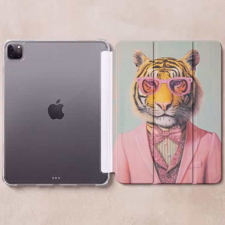 iPad-Hülle - Tiger - Fliege - Jacke - Rosa — 6