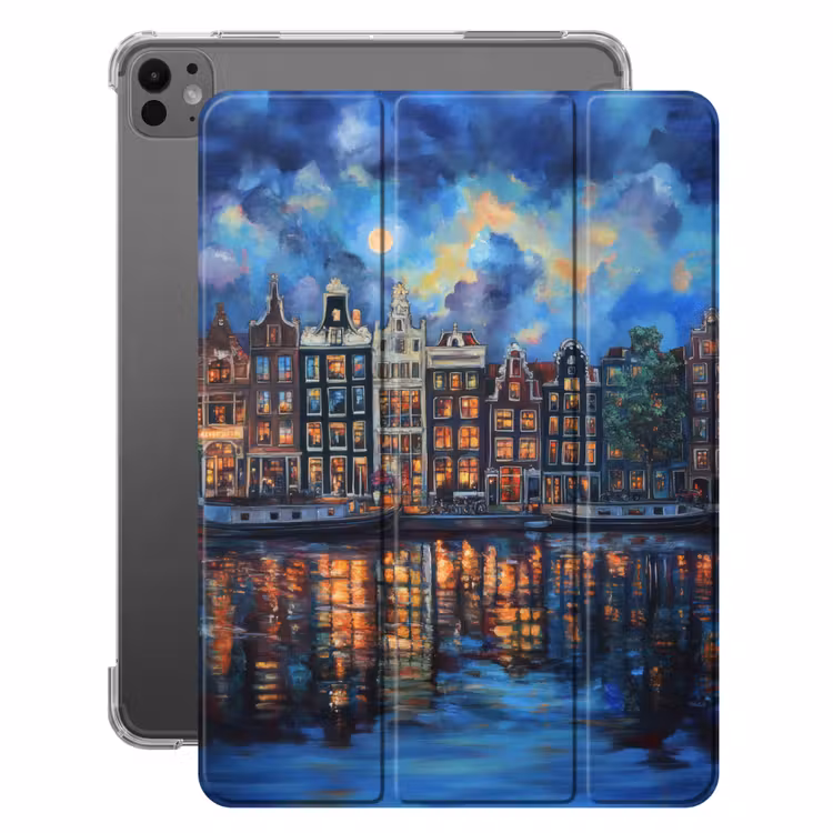 iPad-Hülle - Grachten Amsterdam - Häuser - Stadt - Farbenfroh — 1