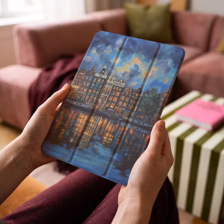 iPad-Hülle - Grachten Amsterdam - Häuser - Stadt - Farbenfroh — 4