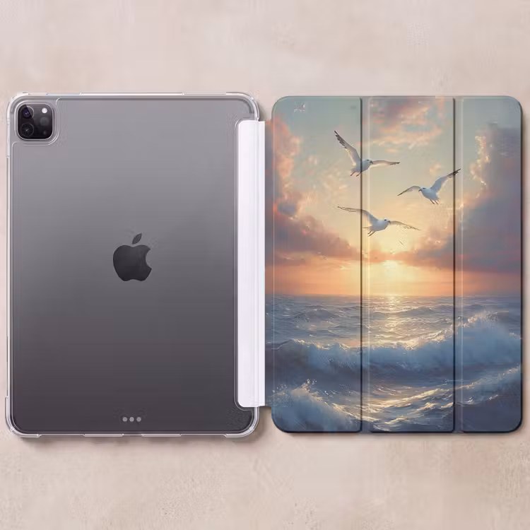 iPad-Hülle - Möwen - Sonnenuntergang - Meer - Wolken — 6