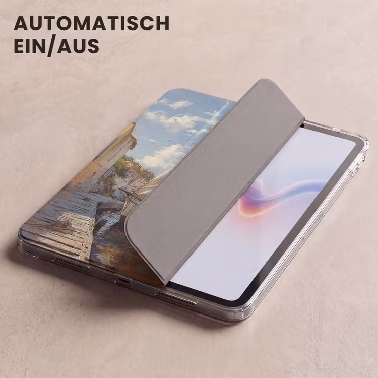 iPad-Hülle - Segelschiff - Häuser - Kai - Meer — 5